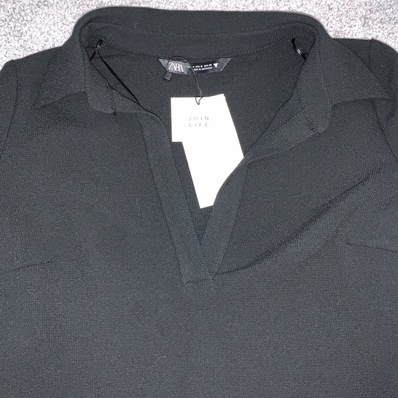 NWT Zara Black Ribbed Polo - Picture 7 of 8